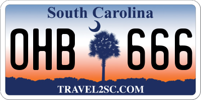 SC license plate OHB666