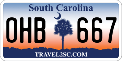 SC license plate OHB667