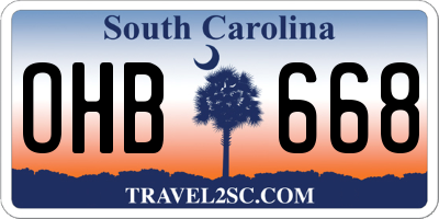 SC license plate OHB668