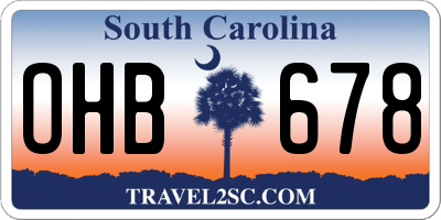 SC license plate OHB678