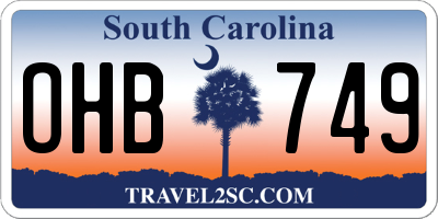 SC license plate OHB749