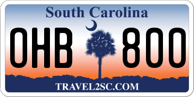 SC license plate OHB800