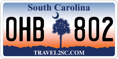SC license plate OHB802