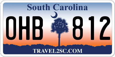 SC license plate OHB812