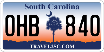 SC license plate OHB840