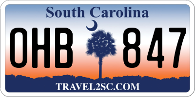 SC license plate OHB847