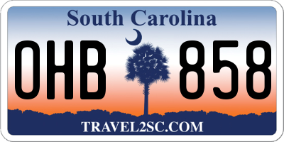 SC license plate OHB858
