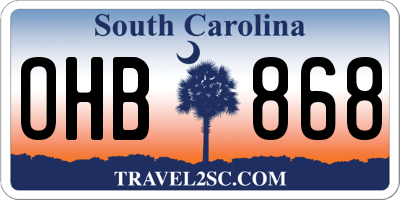 SC license plate OHB868