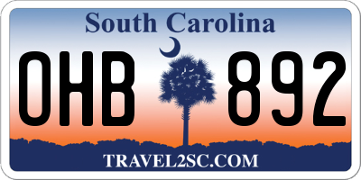 SC license plate OHB892