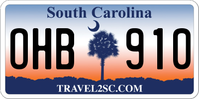 SC license plate OHB910