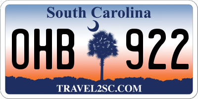 SC license plate OHB922