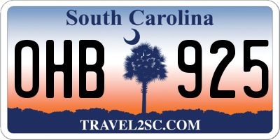 SC license plate OHB925