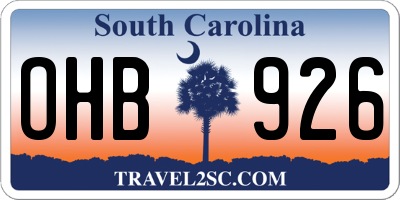 SC license plate OHB926