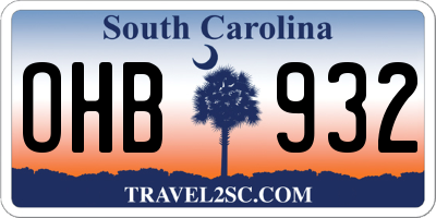 SC license plate OHB932