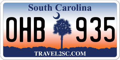SC license plate OHB935