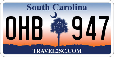 SC license plate OHB947