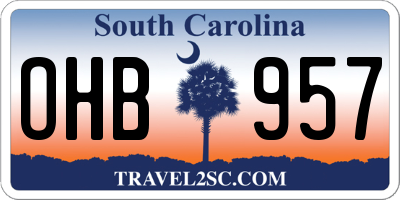 SC license plate OHB957