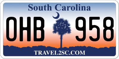 SC license plate OHB958