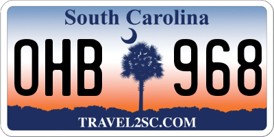 SC license plate OHB968