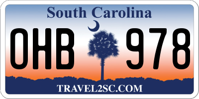 SC license plate OHB978