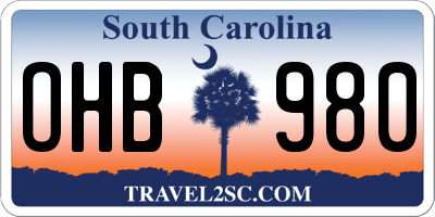 SC license plate OHB980