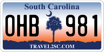 SC license plate OHB981