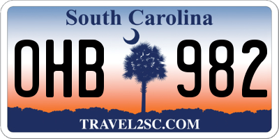 SC license plate OHB982