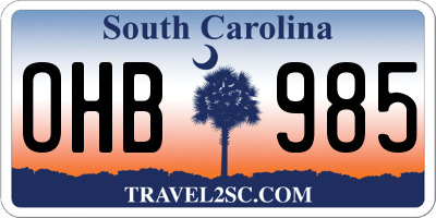 SC license plate OHB985