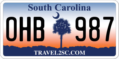 SC license plate OHB987