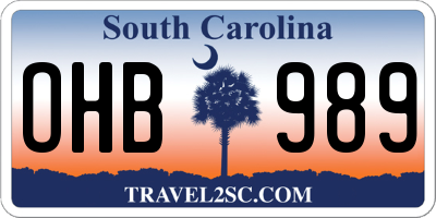 SC license plate OHB989