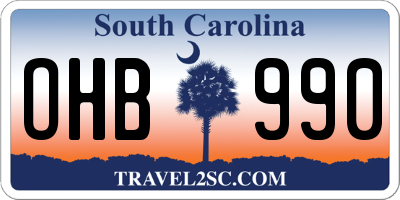 SC license plate OHB990