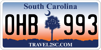 SC license plate OHB993