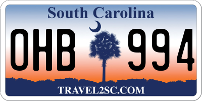 SC license plate OHB994