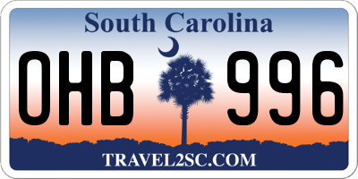 SC license plate OHB996