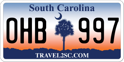SC license plate OHB997