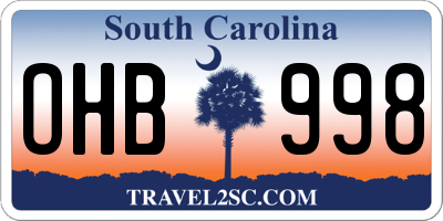 SC license plate OHB998