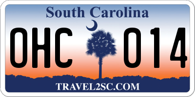 SC license plate OHC014