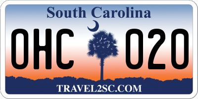 SC license plate OHC020
