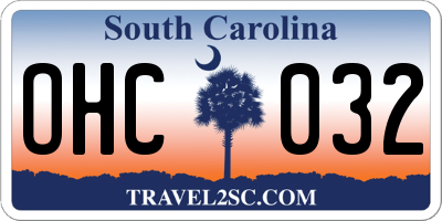 SC license plate OHC032
