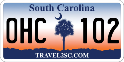 SC license plate OHC102
