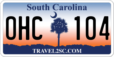 SC license plate OHC104