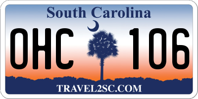 SC license plate OHC106