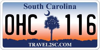 SC license plate OHC116