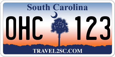 SC license plate OHC123