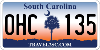 SC license plate OHC135