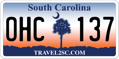 SC license plate OHC137