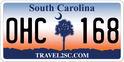 SC license plate OHC168