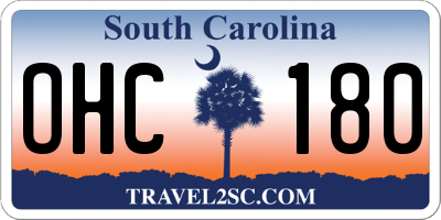 SC license plate OHC180