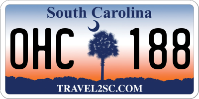 SC license plate OHC188
