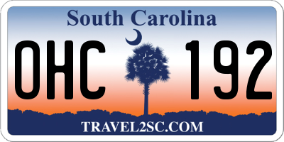 SC license plate OHC192